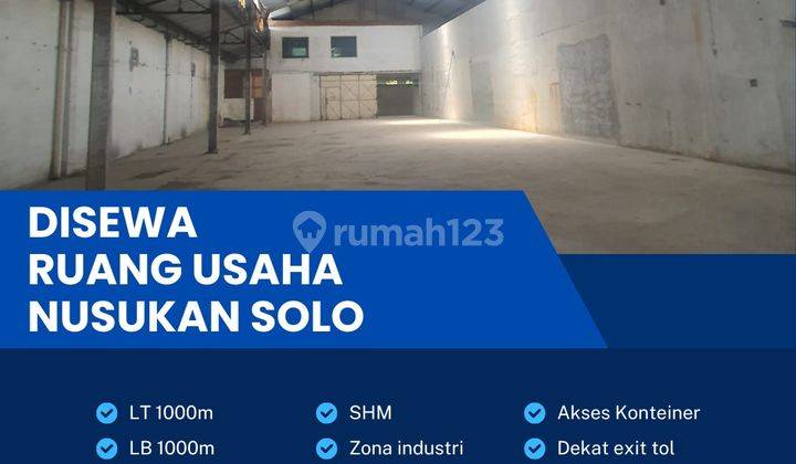 Disewakan Ruang Usaha Strategis 1000m2 Lokasi Nusukan,solo 1