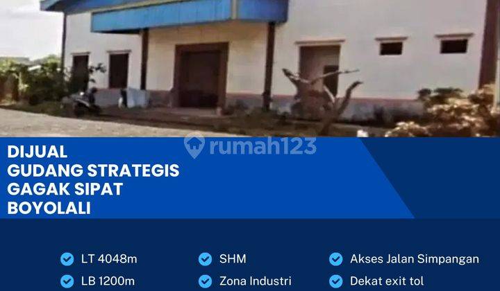 Dijual Gudang Strategis Zona Industri,lokasi Gagak Sipat Boyolali 4048m2,BU  1