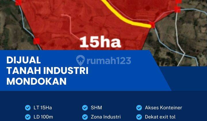 Dijual Lahan Zona Industri,lokasi Mondokan,sragen,luas 15 Ha,bu  1