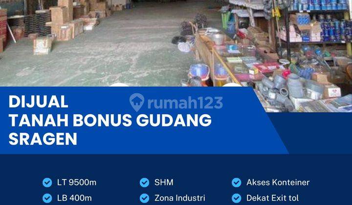 Dijual Cepat Lahan Bonus Gudang Industri,lokasi Sragen,luas 9500,Bu  1