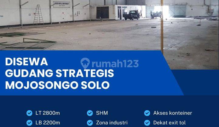 Disewakan Gudang Strategis Industri 2800m2 Lokasi Mojosongo,solo 1