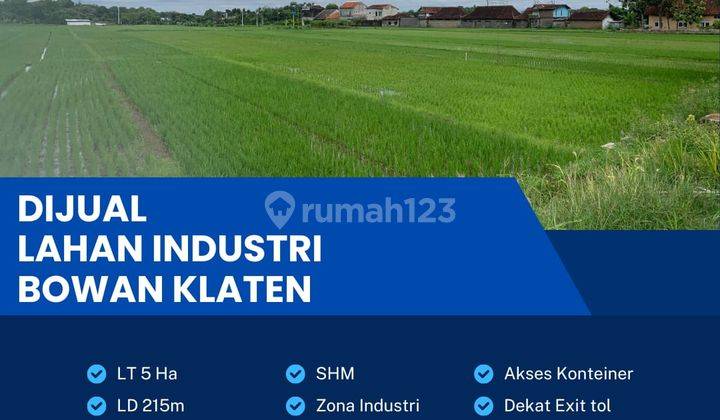 Dijual Lahan Strategis Industri,lokasi Bowan Klaten,luas 5 Ha,bu  1