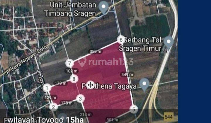 Dijual Cepat Lahan Zona Industri,lokasi Sambung Macan,sragen,15 Ha,bu  2