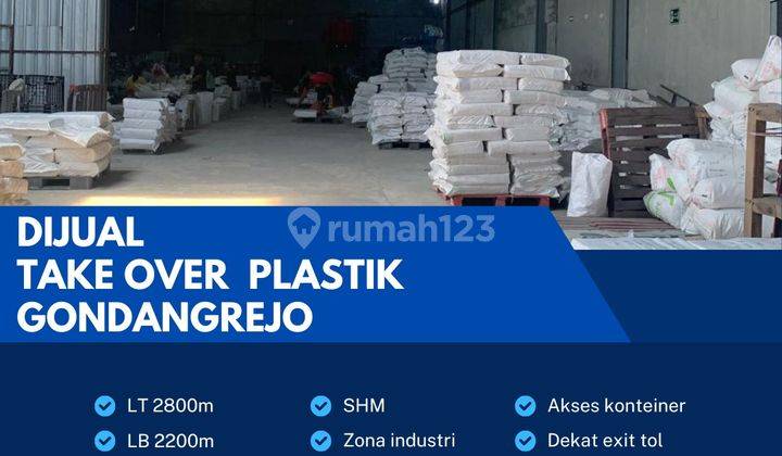 Dijual Take Over Pabrik Plastik Aktif,lokasi Gondangrejo, Karanganyar 2800m2 1