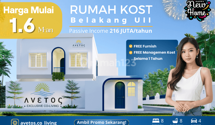 Investasi Rumah Kost SHM Full Furnish Dekat Kampus Uii Sleman