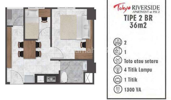 Dijual Apartemen Tokyo Riverside Pik 2, 2 Bedroom Termurah 2