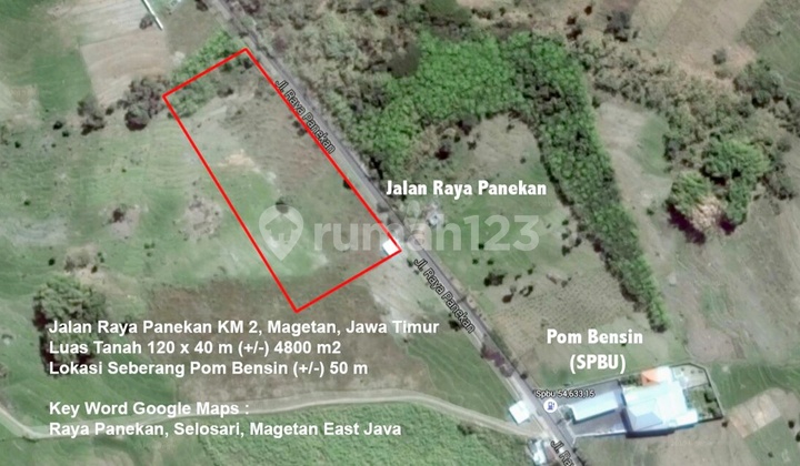 Selling Land on Panekan Main Road, Magetan