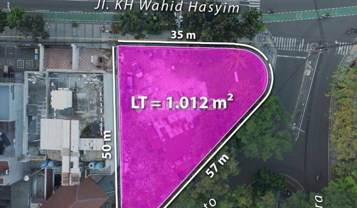 Lahan Matang Zona Komersial di Wahid Hasyim Menteng 1012 m² 2