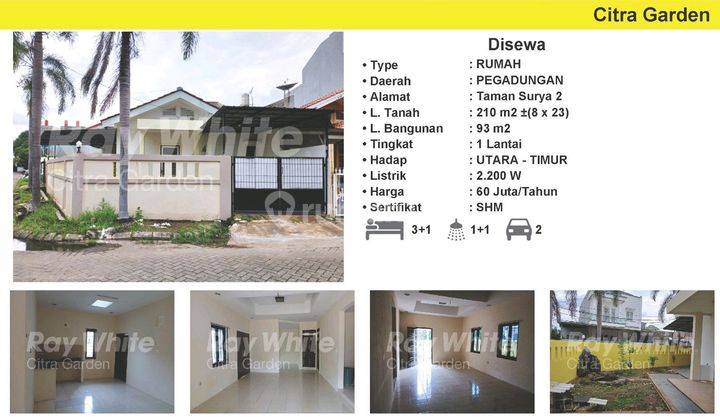 Disewakan Rumah Hoek Di Taman Surya, Timur Utara, Komplek 1