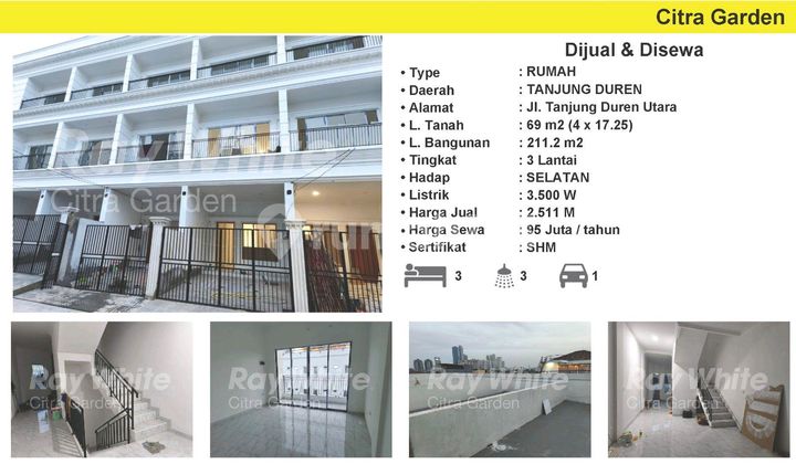 Rumah Baru Tanjung Duren, Disewa Per Tahun, Murah