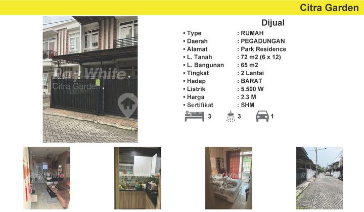 Land Area: 72 (6x12), Building Area: 65, 2 floors, 3BR, 3BT, SHM in Park Residence, Taman Surya 5, West Jakarta (JEL) 2