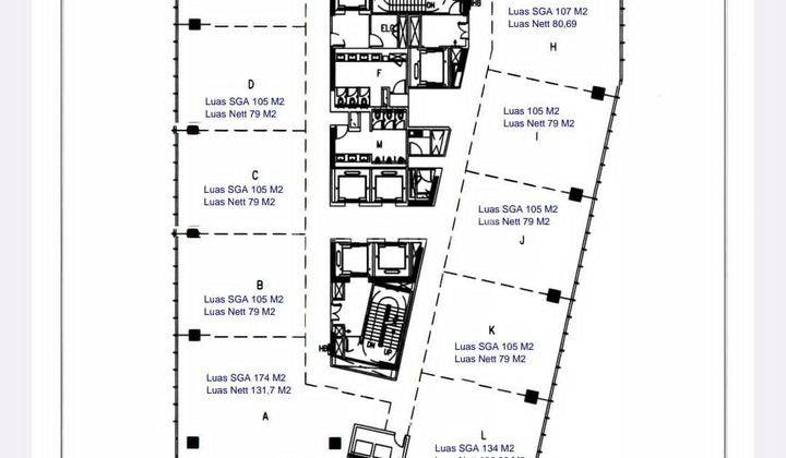 Ruang kantor dengan luas 1.447 M2 dengan harga 33.000/M2 2