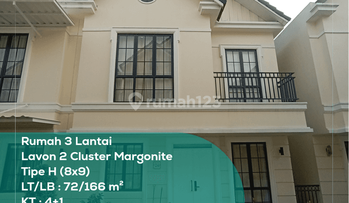 Dijual Rumah Hoek 3 Lantai Lavon 2 Cluster Margonite Tipe H 8x9  1