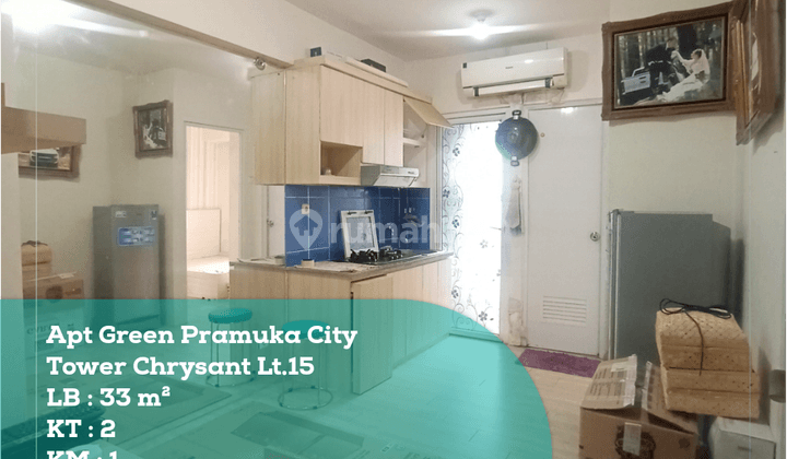 Disewa Apartemen Green Pramuka City Twr Chrysant Lt.15 Tipe 2 BR 1