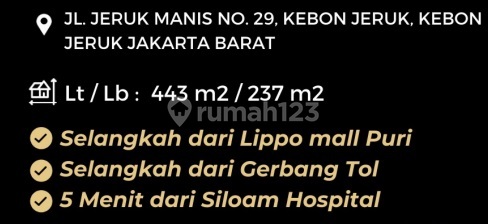DIJUAL RUMAH JL JERUK MANIS KEBON JERUK JAKARTA BARAT 2
