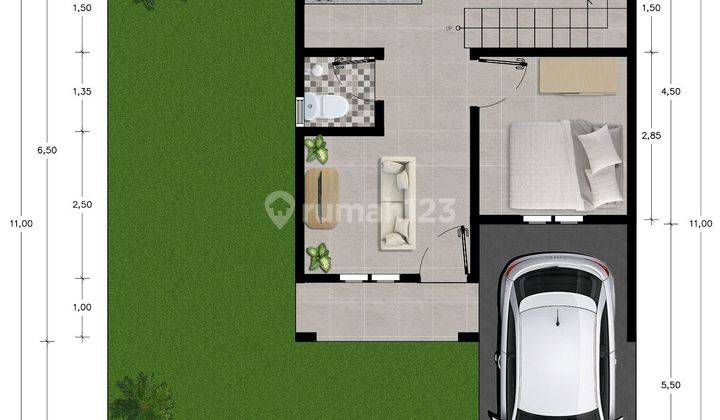 RUMAH 2 LANTAI MINIMALIS MODERN DI DAERAH JIMBARAN_ BALI HARGA 1,2 M  AN 2