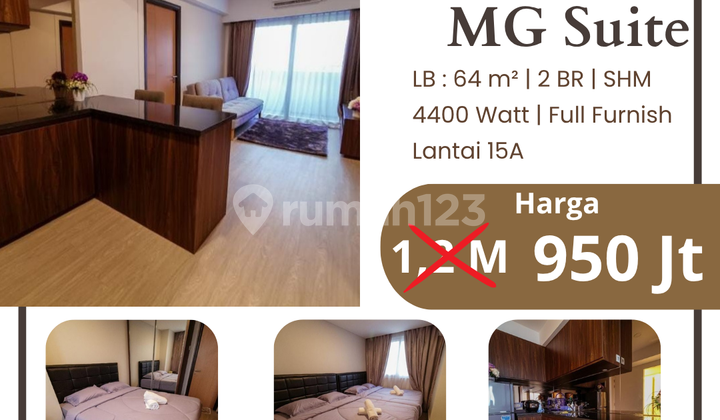 FOR SALE MG SUITE APARTMENT 15TH FLOOR UNIT A TYPE 2 BEDROOMS FURNISHED CENTRAL SEMARANG