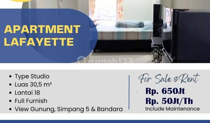 Jual Cepat Apartemen Lafayette Lantai 18 View 1