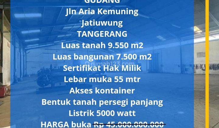 Dijual Murah Gudang di Arya Kemuning Jati Uwung Tangerang 1