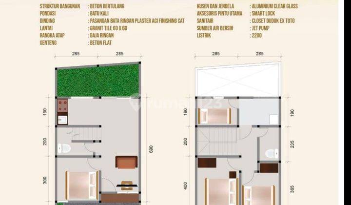 Hanya 500 meter dari pintu tol beca kayu rumah di pondok kelapa 2