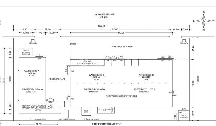 DISEWAKAN Gudang LB 1482m² Hadap Selatan ada Loading Dock Siap Pakai 2