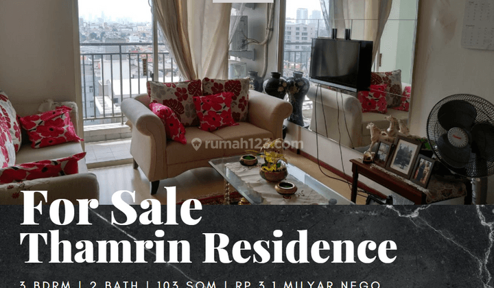 For Sale Apartement Thamrin Residence 3br Low Floor Full Furnish 1