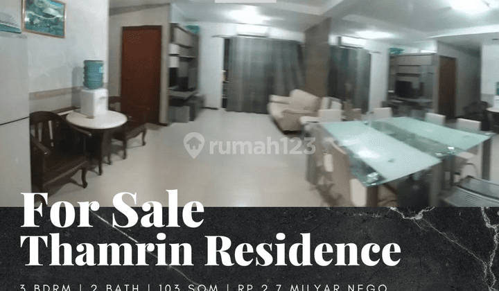 For Sale Apartement Thamrin Residence 3br Tower A Harga Nego 1