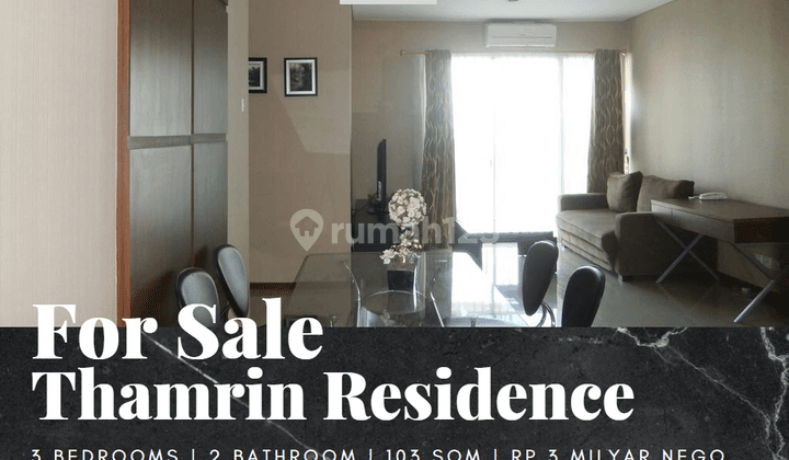 Dijual Apartement Thamrin Residence 3br Full Furnished View Gi 1