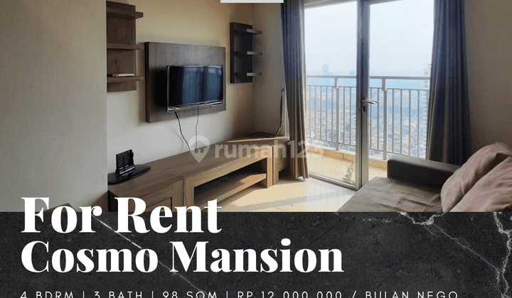 Sewa Apartement Cosmo Mansion Full Furnished Lantai Tinggi 3br 1