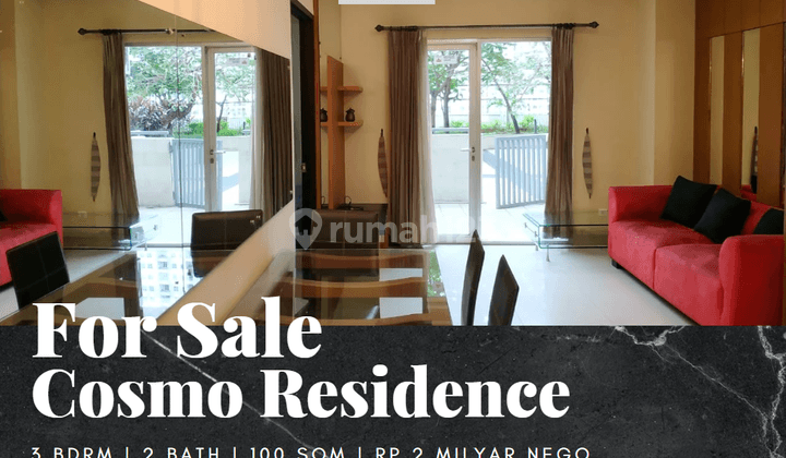 Jual Apartemen Cosmo Residence 3 Bedroom Lantai Rendah Furnished 1