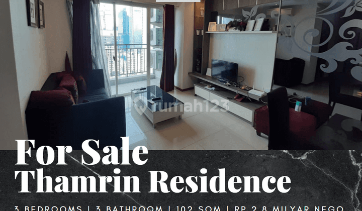 Dijual Apartemen Thamrin Residence 3 Bedroom Lantai Sedang Furnished 1