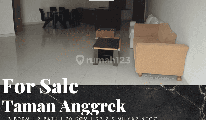 Dijual Apartement Taman Anggrek Residence 3 BR Furnished Bagus 1