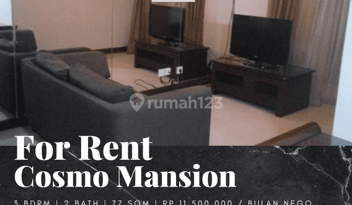 Sewa Apartemen Cosmo Mansion 2br Plus 1 Full Furnished View Hi 1