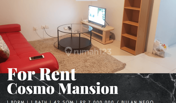 Disewakan Apartemen Cosmo Mansion 1 Bedroom Lantai Sedang Furnished 1