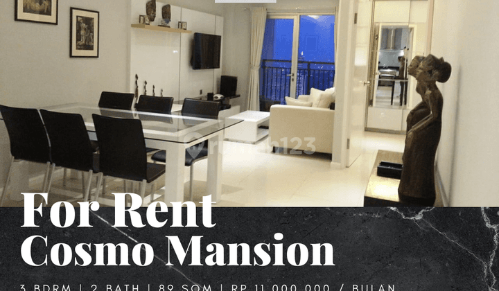 Disewakan Apartemen Cosmo Mansion 2 Bedroom Full Renovation 1