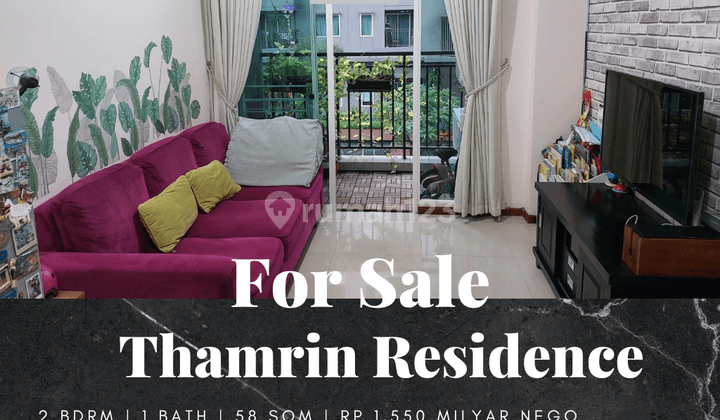 Dijual Apartement Thamrin Residence 2 BR Furnished Low Floor 1