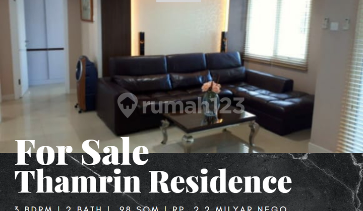 Dijual Apartemen Thamrin Residence 2 Bedroom Renov Funished