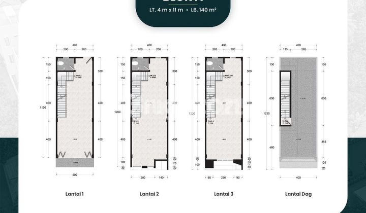 Ruko 3½ Tingkat di komplek Garuda Harmony Residence Medan Denai 2