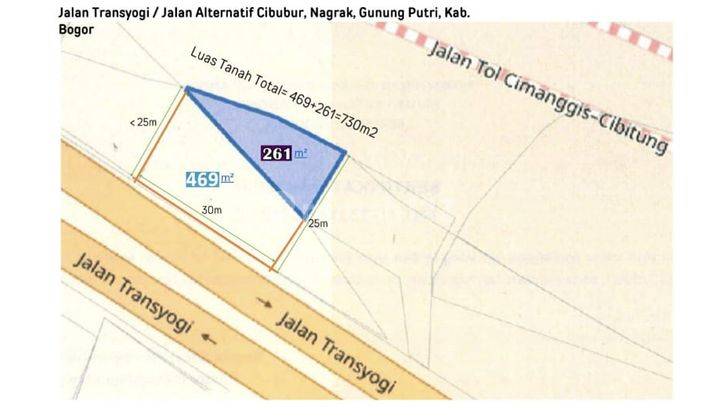 Turun Harga Tanah Komersial lokasi terbaik dijalan Raya Alternatif Cibubur terletak di antara CBD dan kota wisata 1