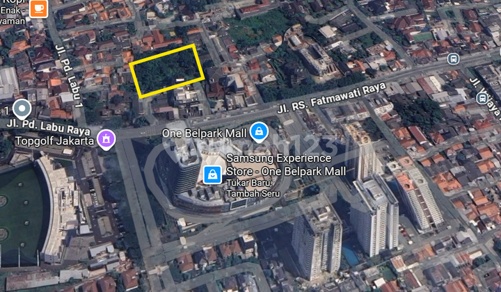 Tanah murah dan luas di depan one bell park Jl. RS Fatmawati