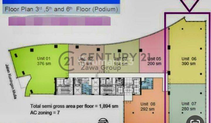 Disewakan Office Tower Multivision Lantai Rendah Kuningan Mulia - Luas 289 M², Bare, 150 Ribu/M²/Bulan, Setiabudi, Jakarta Selatan 2