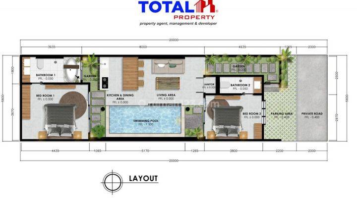 Leasehold villa dengan konsep Modern Tropikal, berada di lokasi yang strategis di Gunung Salak dekat Seminyak. One Gate System, dengan spesifikasi bangunan terbaik  Rumah Unfurnished Baru HS - Hak Sewa di Denpasar Barat 2