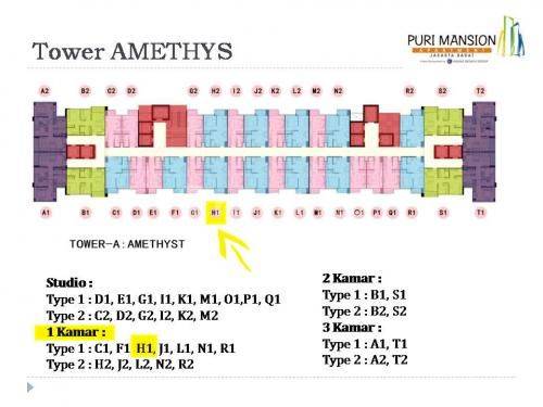 Dijual Rugi Apartemen Puri Mansion 1 BR Semi Furnished Baru 37m2  2