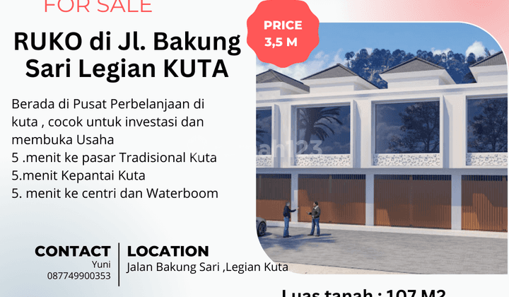 Ruko Baru Lokasi Di Legian Kuta Bali 1