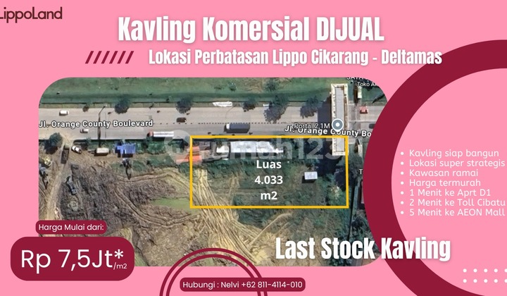 Kavling Bisnis di Jalan Utama Lippo Cikarang Dekat Tol