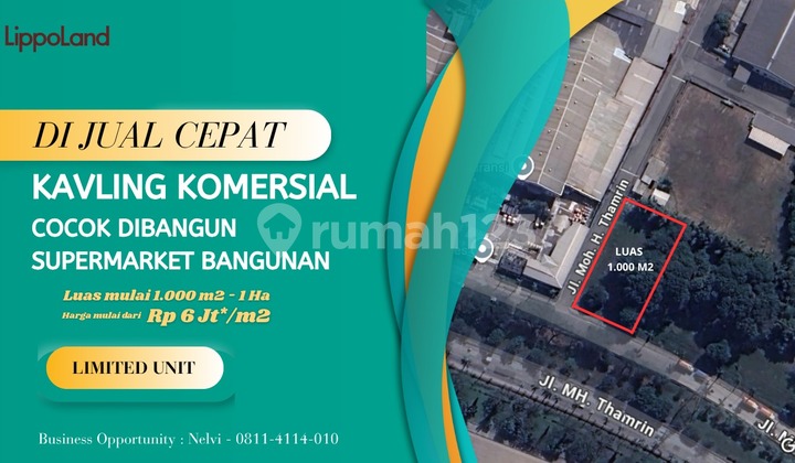 TANAH KOMERSIAL DI DEPAN JALAN UTAMA KOTA LIPPO CIKARANG 1