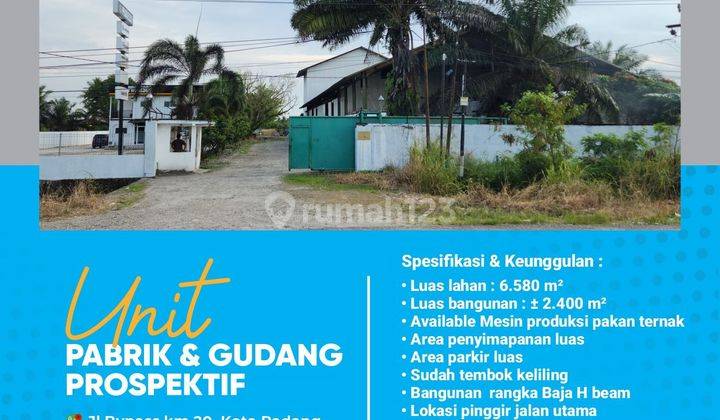 Jual Gudang Pabrik Lokasi Pinggir Jalan Bypass Padang 1