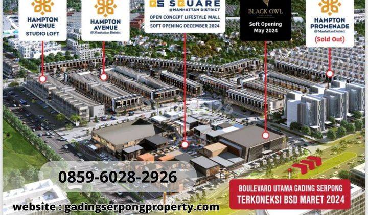 NEW RUKO HAMPTON AVENUE Non Parking Berbayar & Di Boulevard Gading Serpong 1