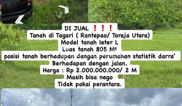 Di Jual Tanah di Daerah Darra' Tallunglipu Toraja Utara