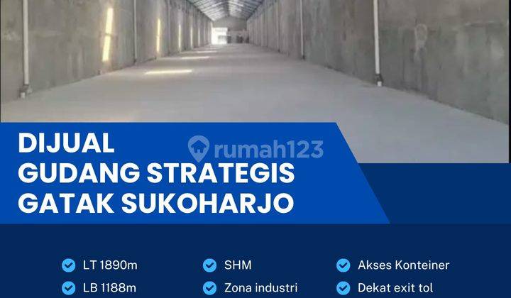 Dijual Gudang Zona Industri,lokasi Gatak Sukoharjo Luas 1890m2,BU  1